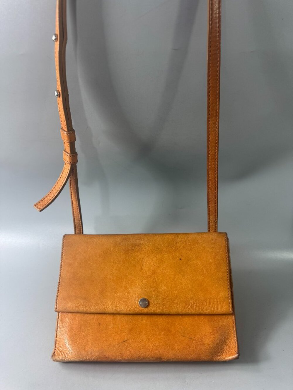 Authentic Shinola Tan Leather Slim Crossbody Bag